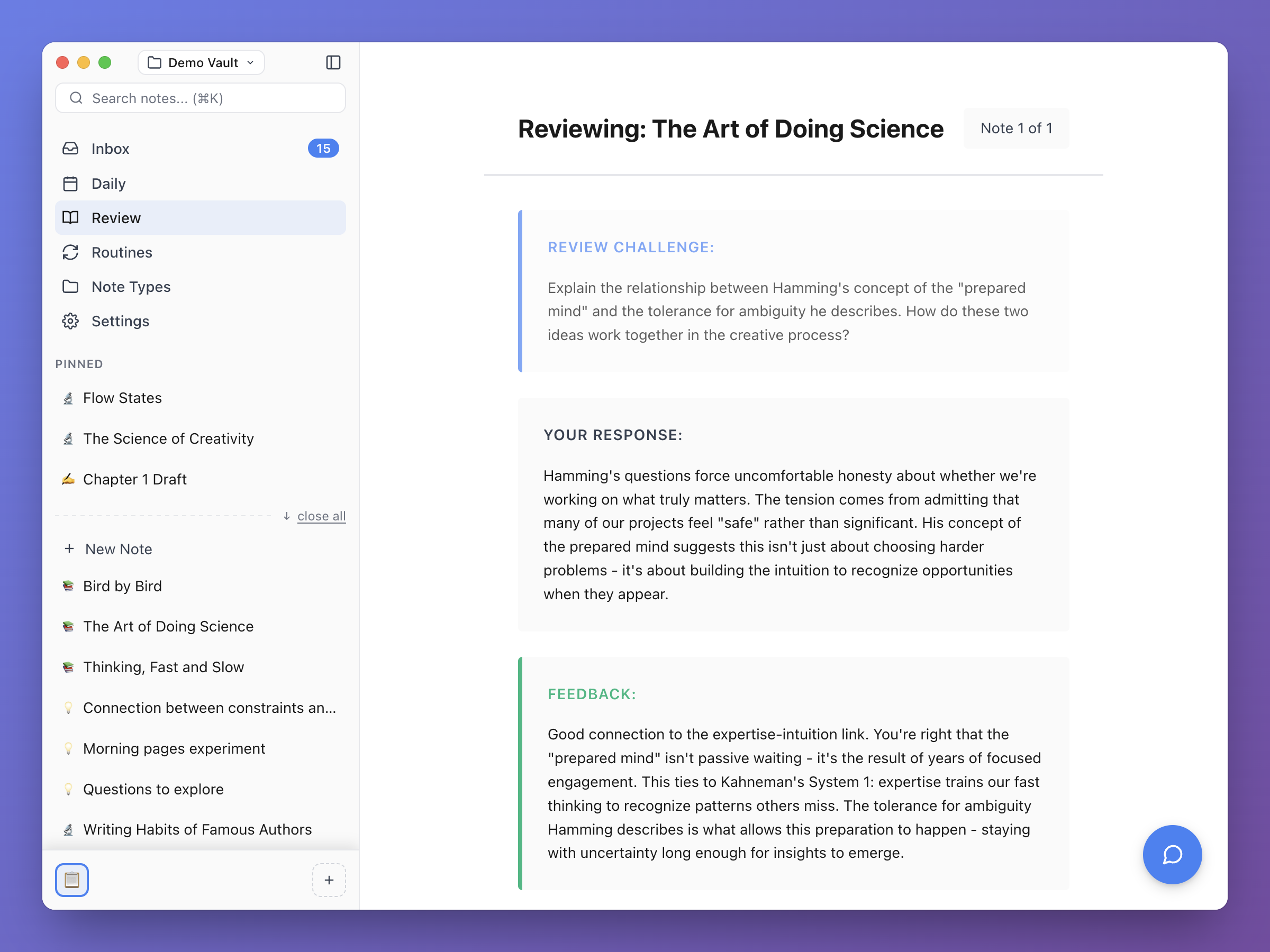 Review interface